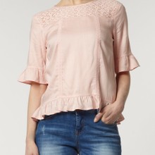 Lace insert blush blouse manufactured for Dorothy Perkins