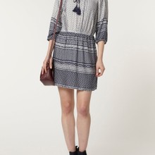 Geometrical printed indigo dress manufactured for Dorothy Perkins