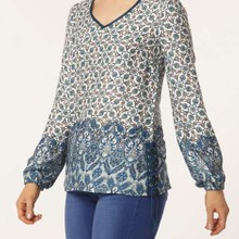 Tile printed side lace up blouse manufactured for Dorothy Perkins