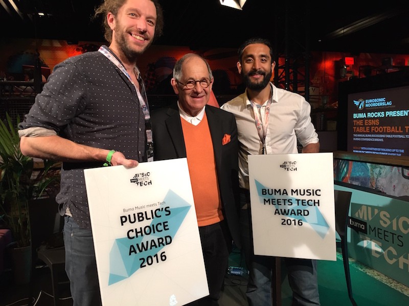 De winnaars: Paul de Kuyper van Gigstarter, links. Abhishek Sen van Number8, rechts. The stem app is door The App Academy gebouwd. De winnaars: Paul de Kuyper van Gigstarter, links. Abhishek Sen van Number8, rechts. The stem app is door The App Academy gebouwd.