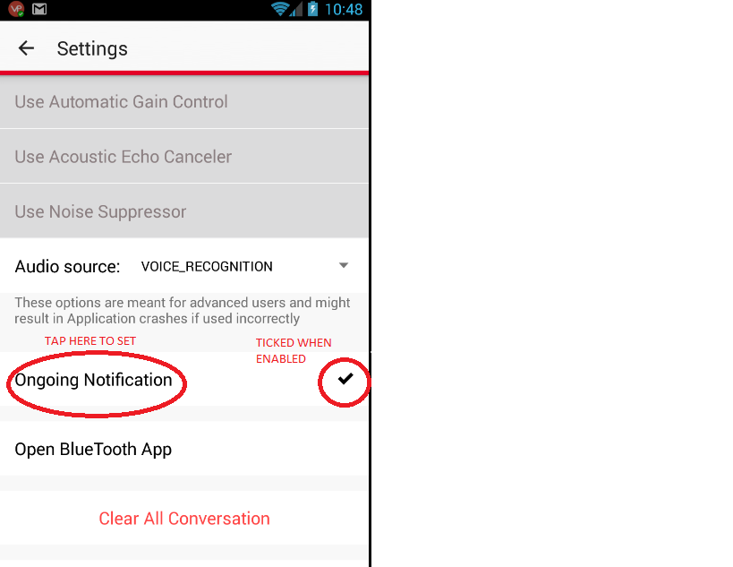 VoicePing Settings VoicePing Settings