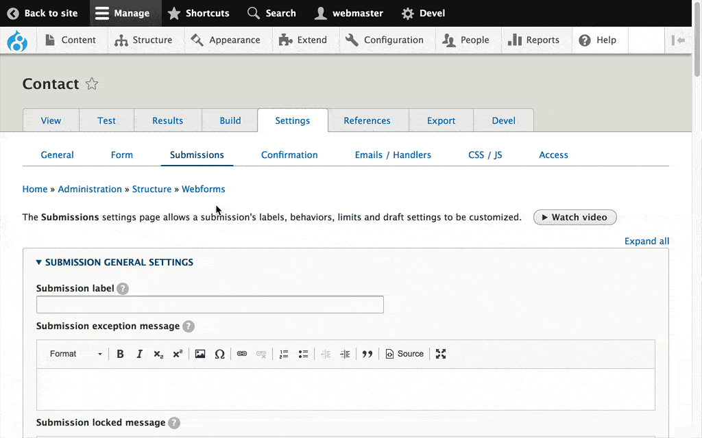 Allow users to customize the submission results table for an individual webform Allow users to customize the submission results table for an individual webform