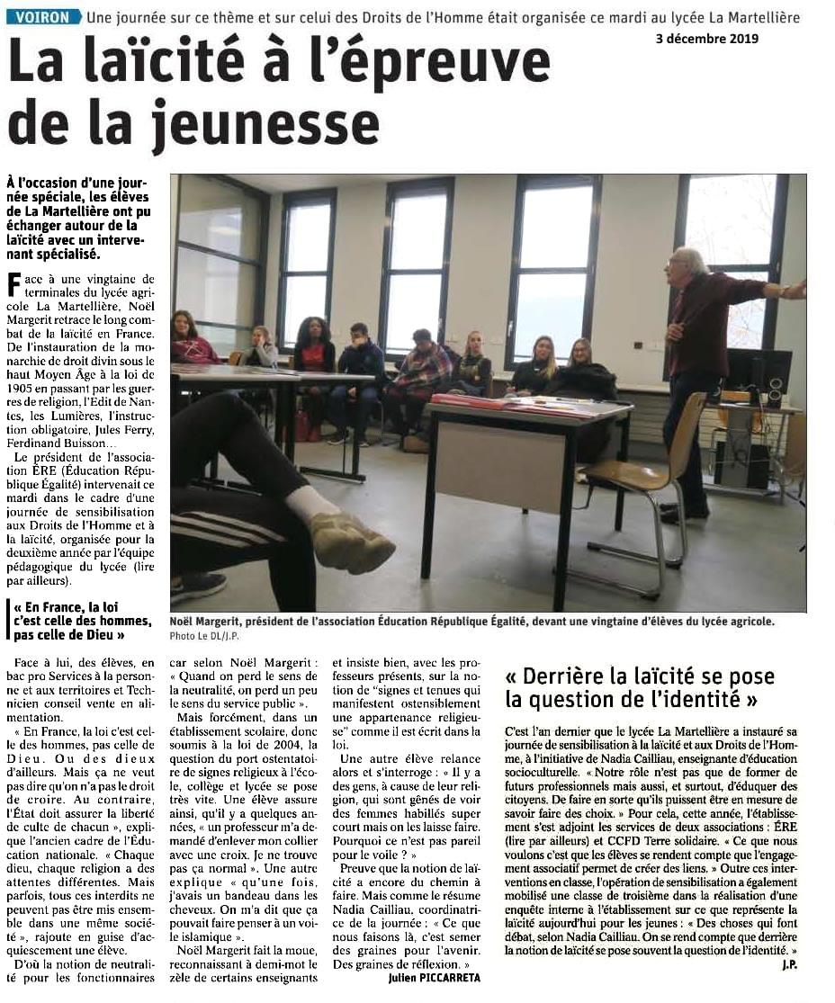 Article paru dans le Dauphiné Libéré du 4 décembre 2019. Article paru dans le Dauphiné Libéré du 4 décembre 2019.