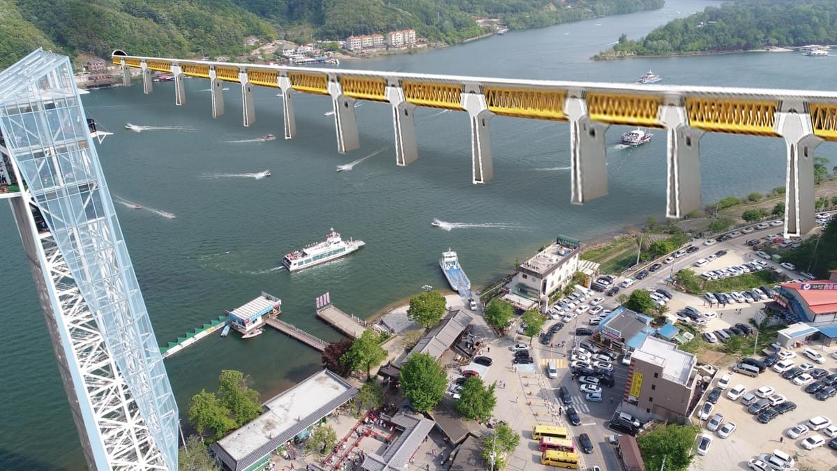2nd Gyeongchun Highway, connecting Seoul and Chuncheon. The project involves building a bridge across Bukhan River and over Nami Island, located between the two docks. 2nd Gyeongchun Highway, connecting Seoul and Chuncheon. The project involves building a bridge across Bukhan River and over Nami Island, located between the two docks.