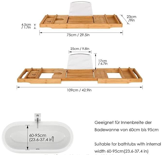 Bathtub Board Extendable 74.5-108.5x22.5x4.5cm Bathtub Board Extendable 74.5-108.5x22.5x4.5cm