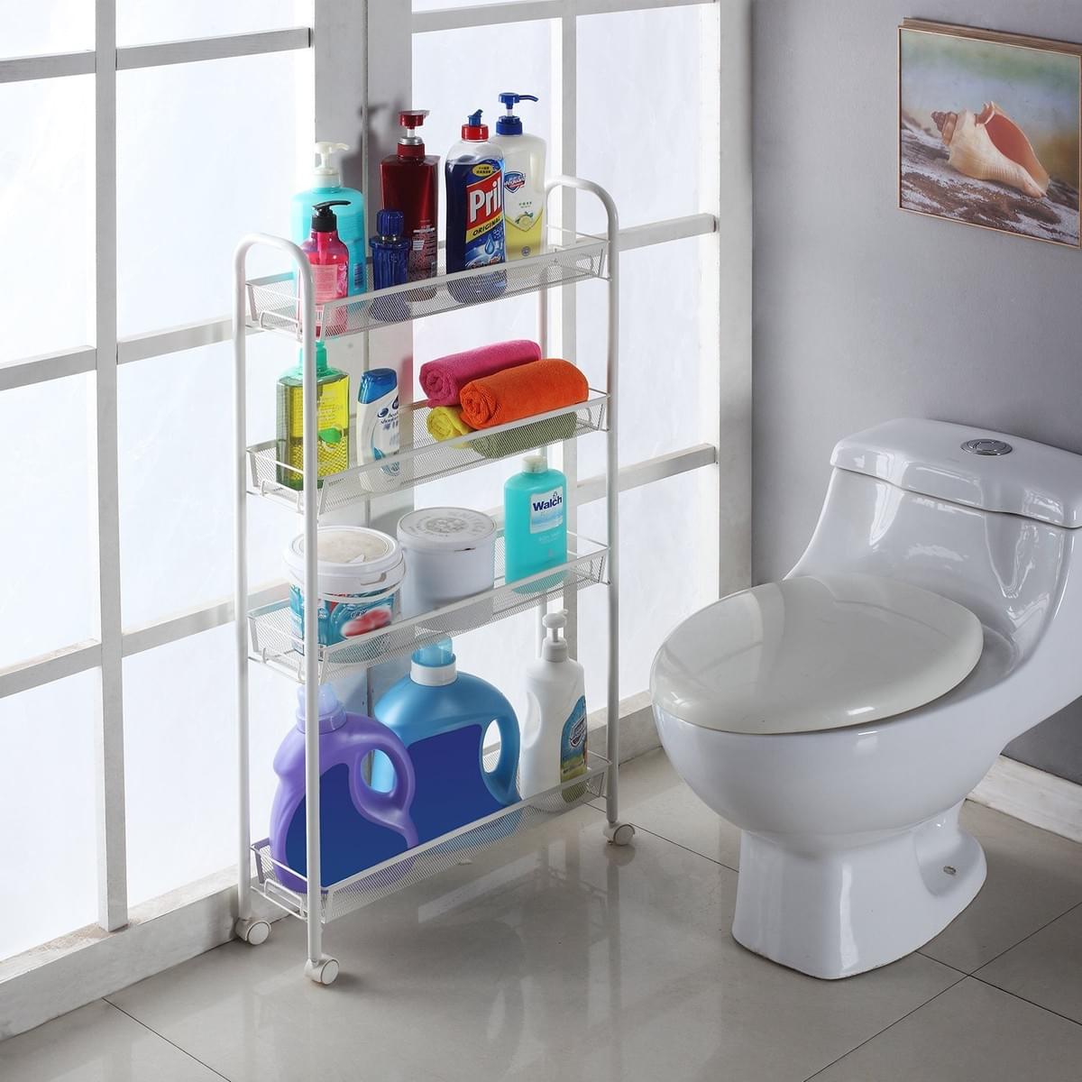 Homfa 4Tier Gap Kitchen Storage Cart Slim Slide Out Storage Tower Rack