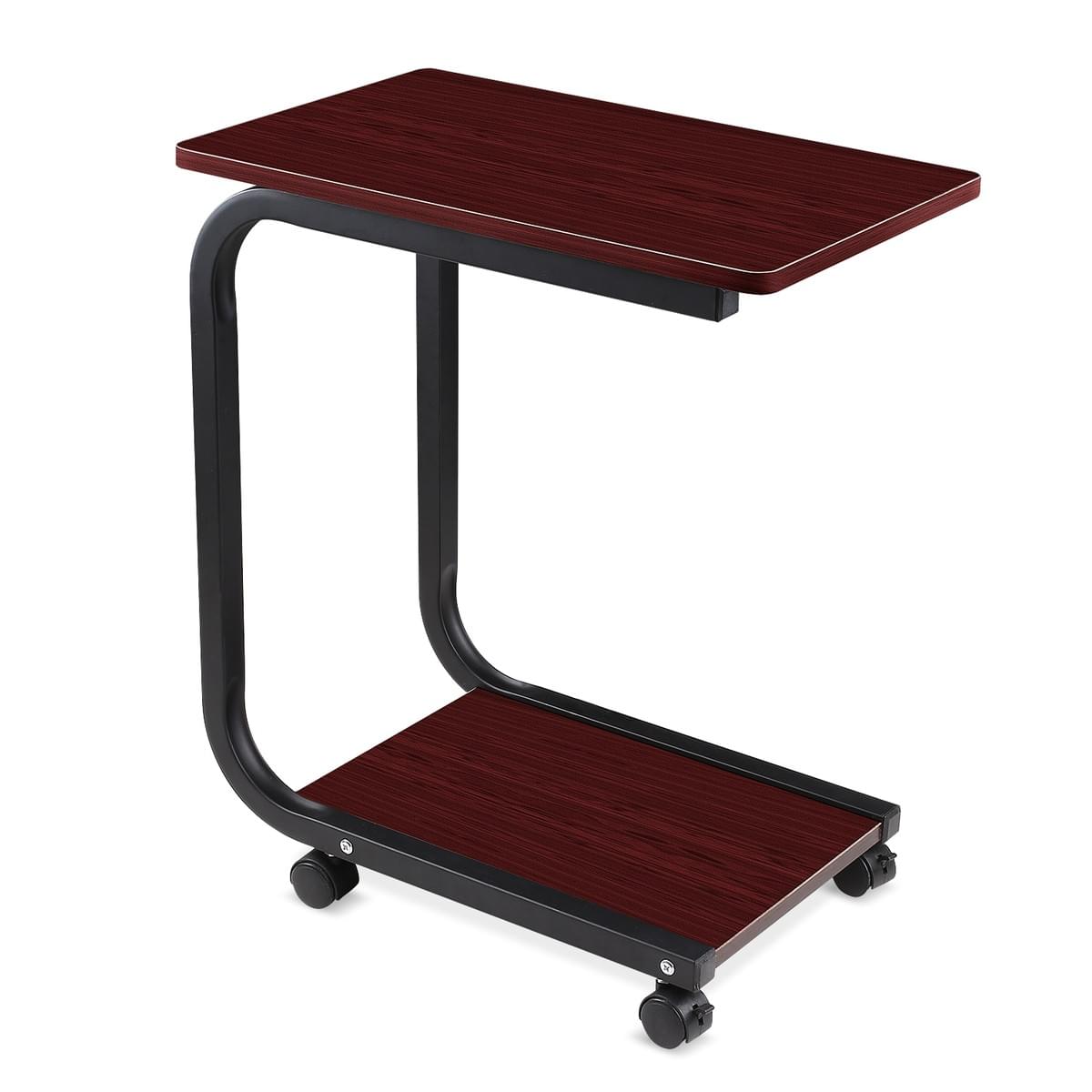 U Shaped Side Table Computer Tray Sofa Couch End Table Rolling