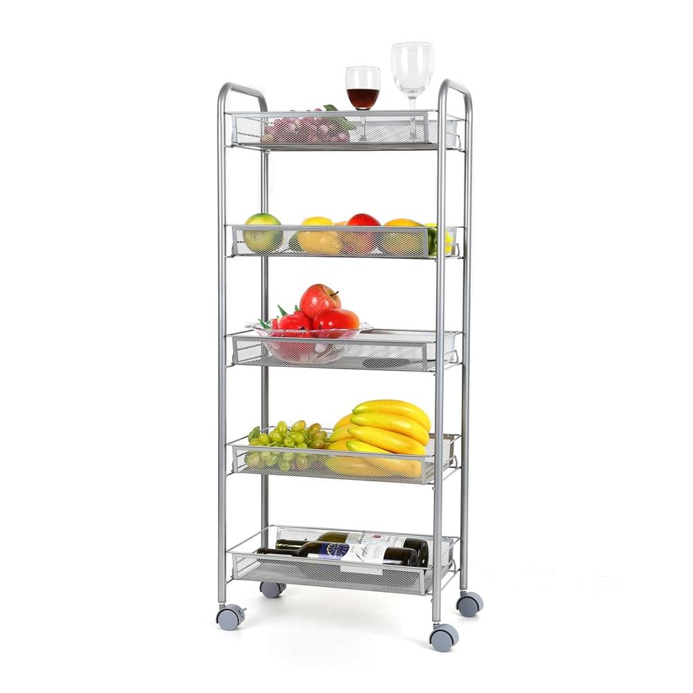 HOMFA 5-Tier Mesh Wire Rolling Cart Multifunction Utility ...