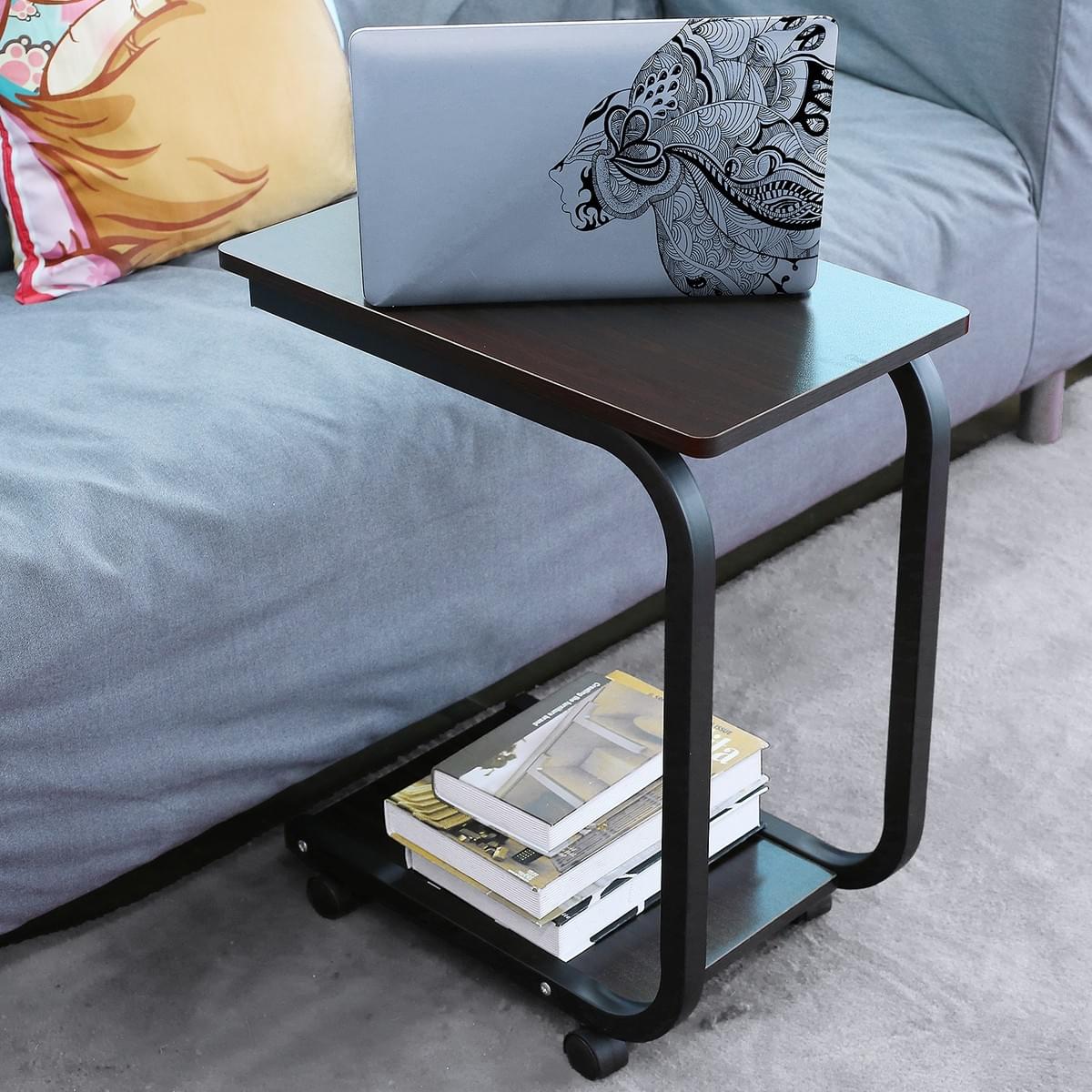 U Shaped Side Table Computer Tray Sofa Couch End Rolling