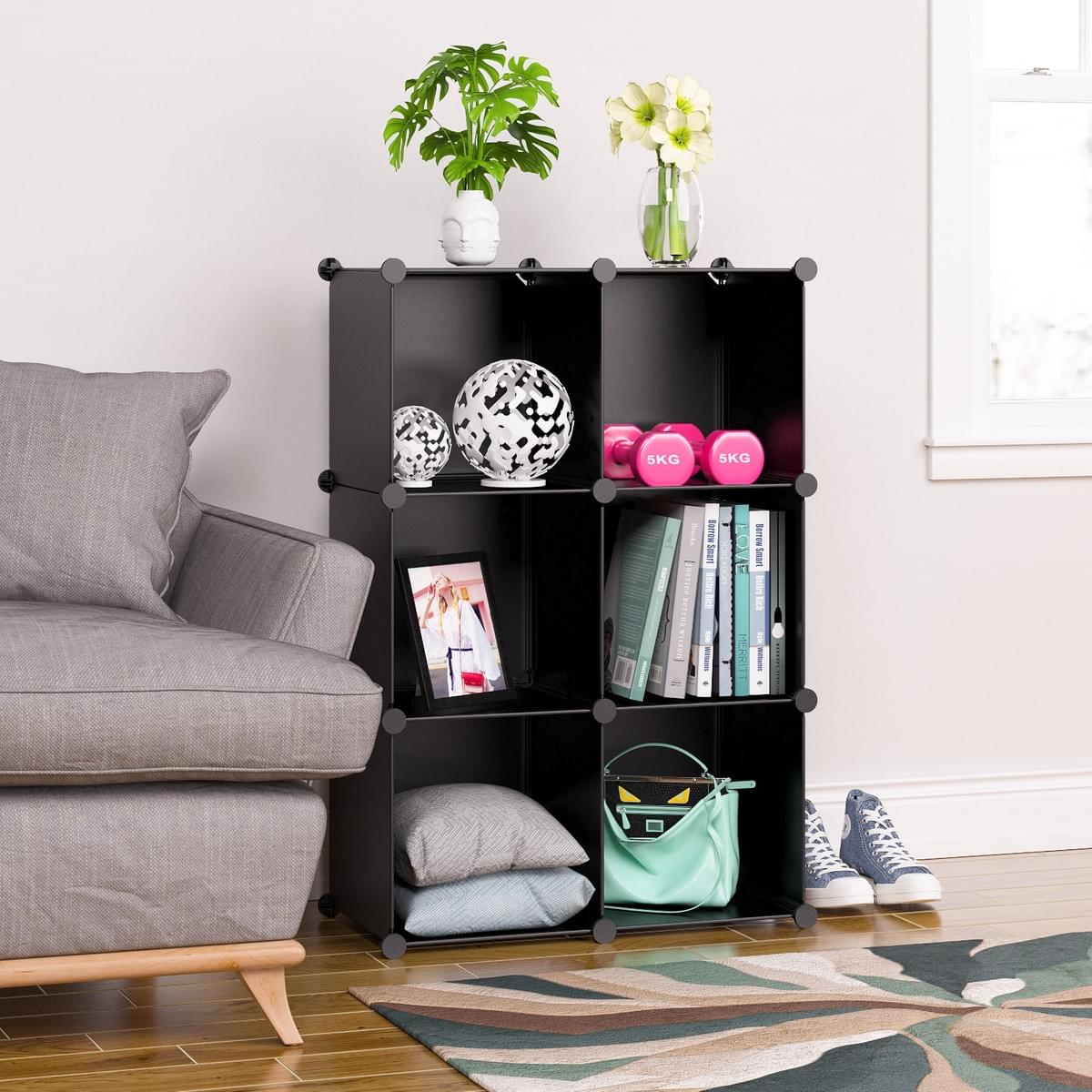 Homfa Cube Storage Organizer 6 Cubes Diy Plastic Modular Closet
