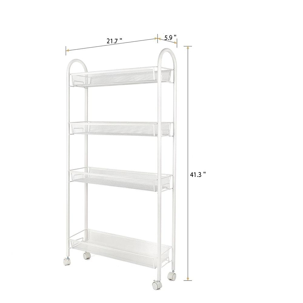 5-Tier Slide Out Gap Kitchen Slim Storage Tower Rack Shelves Cart Wheels-US