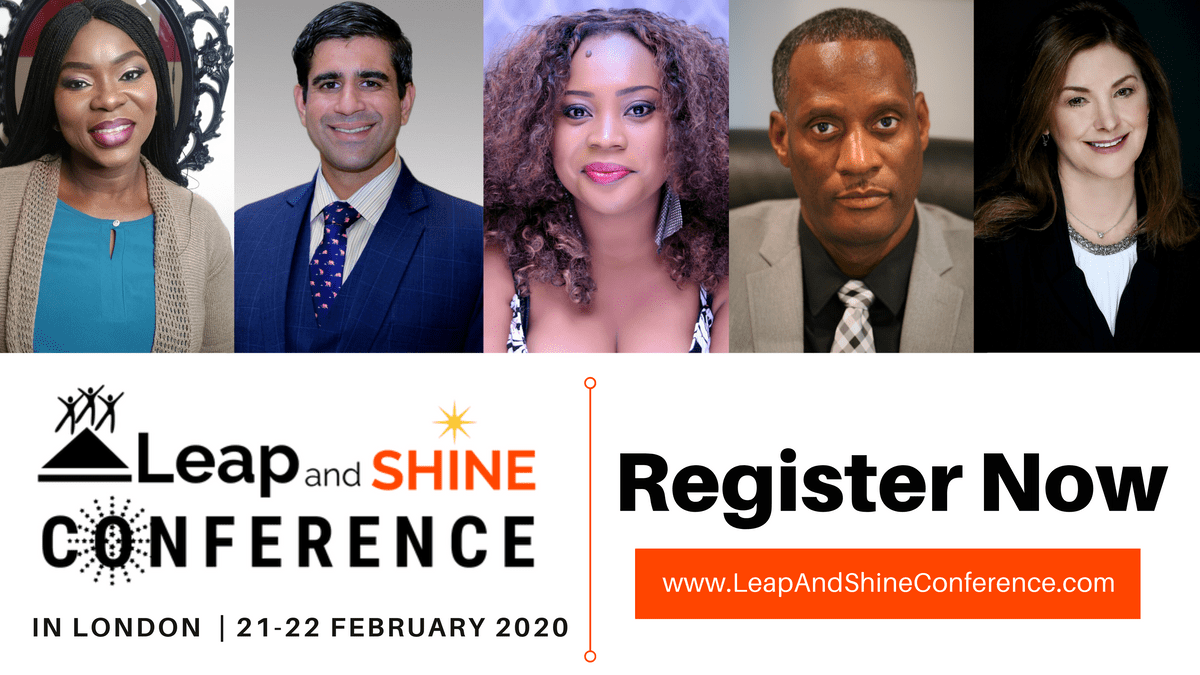 CLara Rufai, Sameer Somal, Alex Okoroji, Dr Corey Hicks (Coach Corey), Suki Lanaido-Smith are speakers for Leap and SHINE Conference 2020 CLara Rufai, Sameer Somal, Alex Okoroji, Dr Corey Hicks (Coach Corey), Suki Lanaido-Smith are speakers for Leap and SHINE Conference 2020