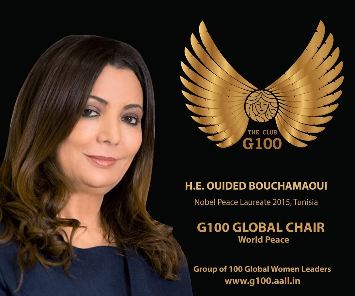 Ouided Bouchamaoui is G100 Global Chair for World Peace Ouided Bouchamaoui is G100 Global Chair for World Peace