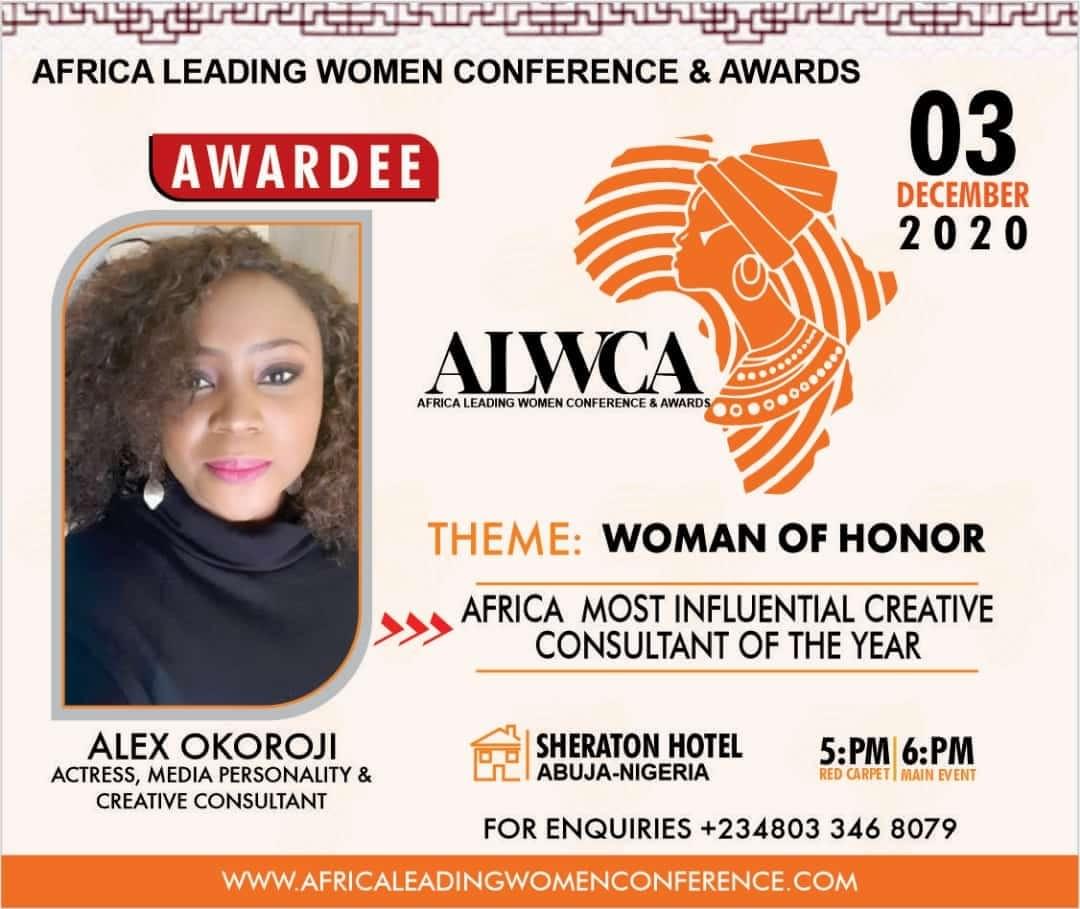 Alex Okoroji is awarded Africa Most Influential Creative Consultant of the Year 2020 at Africa Leading Women Awards (ALWCA) Alex Okoroji is awarded Africa Most Influential Creative Consultant of the Year 2020 at Africa Leading Women Awards (ALWCA)