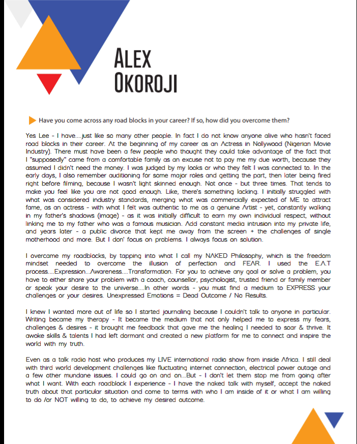 Screenshot of Alex Okoroji's Interview on LWL Magazine in the US Screenshot of Alex Okoroji's Interview on LWL Magazine in the US