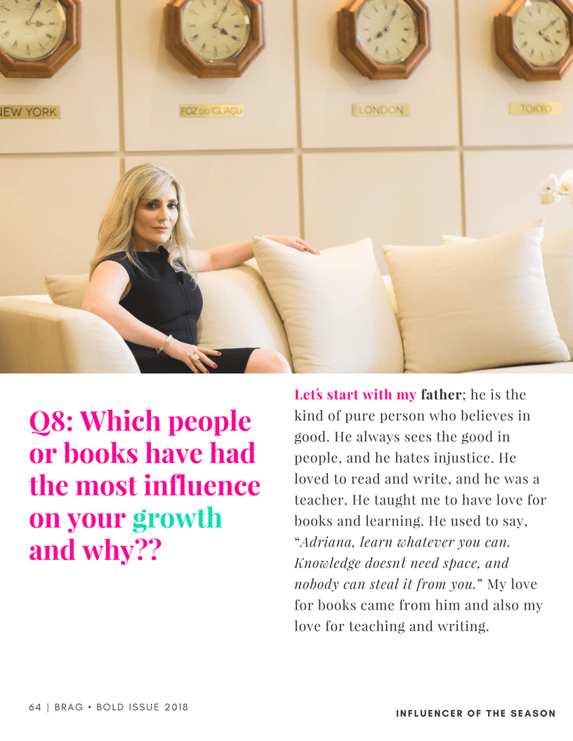 Adriana Gavazzoni is featured in BRAG! Magazine 2018 Bold Issue Adriana Gavazzoni is featured in BRAG! Magazine 2018 Bold Issue