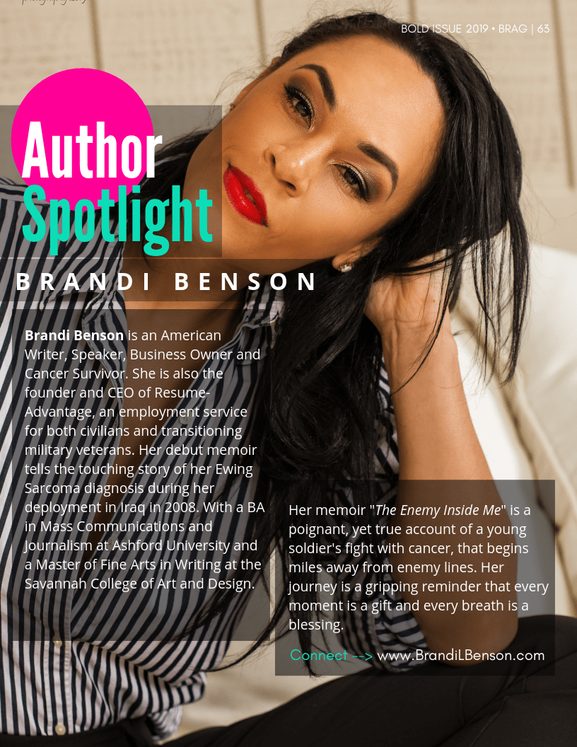BRAG Bold Winter 2019 Issue featuring, Author, Brandi Benson BRAG Bold Winter 2019 Issue featuring, Author, Brandi Benson
