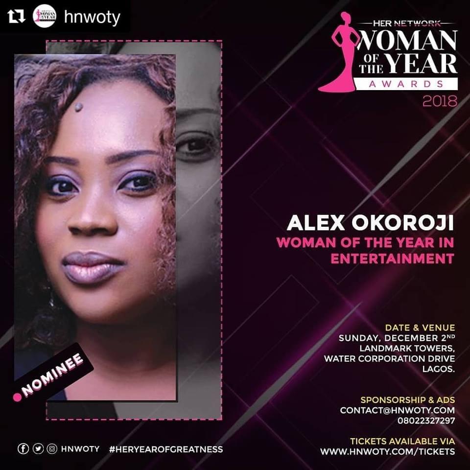 Alex Okoroji is Nominated for Her Network "Woman of The Year in Entertainment" Award Alex Okoroji is Nominated for Her Network "Woman of The Year in Entertainment" Award