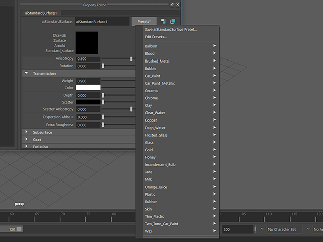 Maya2018 Hypershade aiStandardSurface Presets Maya2018 Hypershade aiStandardSurface Presets