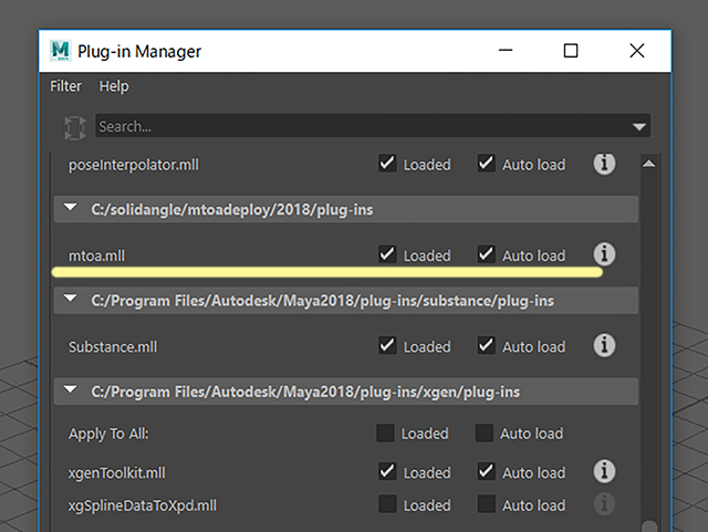 Maya2018 Windows→Settings/Preferences→Plug-in Manager Maya2018 Windows→Settings/Preferences→Plug-in Manager
