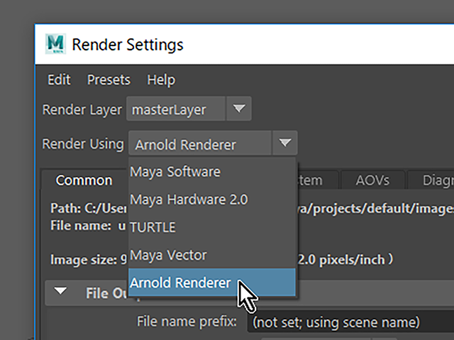 Maya2018 Render Settings Render using Arnold Maya2018 Render Settings Render using Arnold