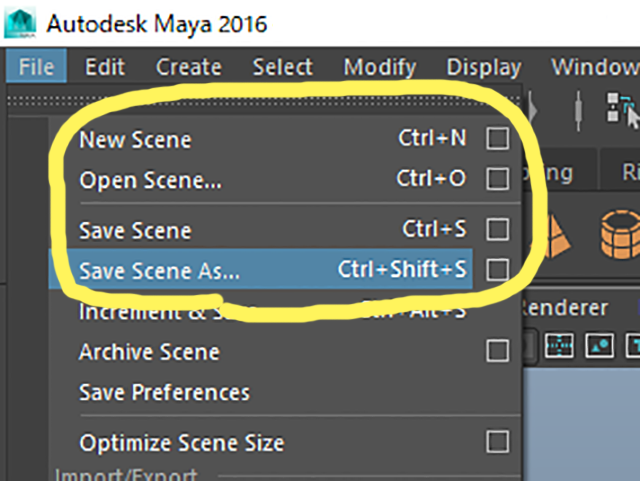 MAYA Save Scene As MAYA Save Scene As