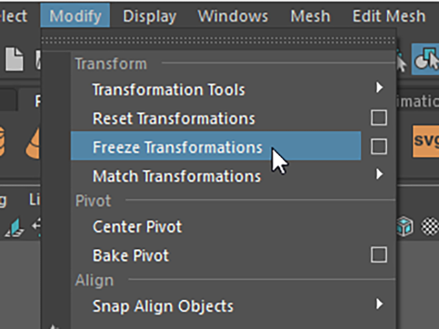 MAYA Freeze Transformations MAYA Freeze Transformations