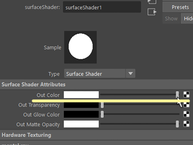 MAYA surfaceShader1 MAYA surfaceShader1