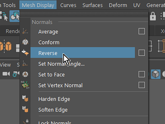 MAYA Mesh Display→Reverse MAYA Mesh Display→Reverse