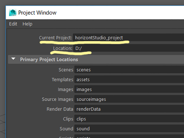 MAYA Project Window MAYA Project Window