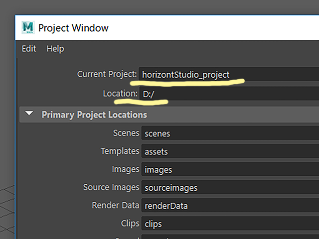 Maya2018 Project Window Maya2018 Project Window