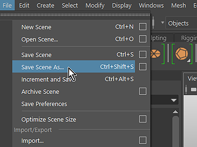 Maya2018 Save Scene As Maya2018 Save Scene As