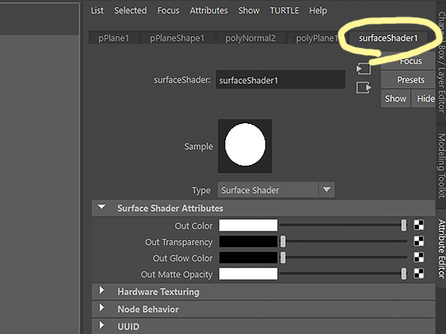 Maya2018 surfaceShader1 Maya2018 surfaceShader1