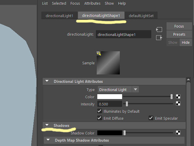 MAYA directional Light1 MAYA directional Light1