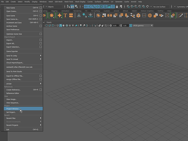 Maya2018 File→Project Window Maya2018 File→Project Window