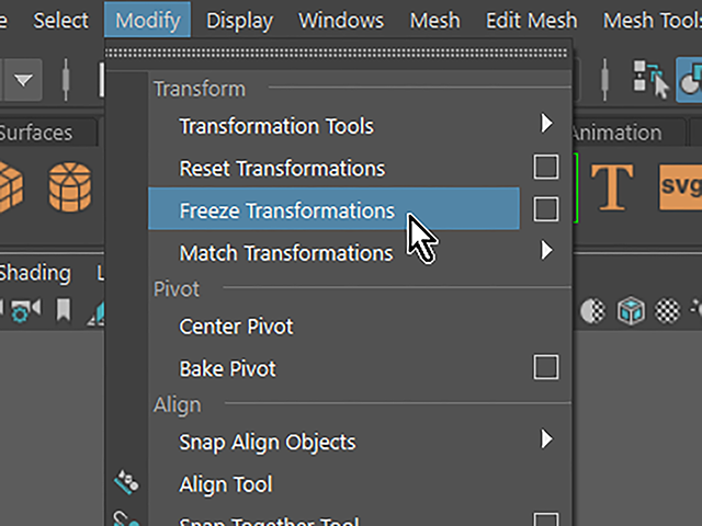 Maya2018 Freeze Transformations Maya2018 Freeze Transformations