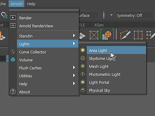 Maya2018 Arnold→Lights→Area Light Maya2018 Arnold→Lights→Area Light