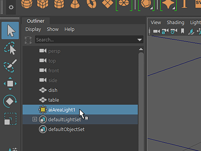 Maya2018 Select aiAreaLight1 Maya2018 Select aiAreaLight1