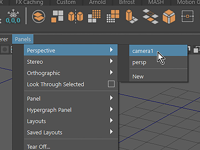 maya2018 Panels→Perspective→camera1 maya2018 Panels→Perspective→camera1