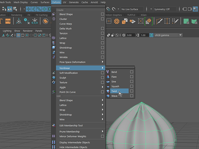 Maya2018 Nonlinear→Twist Maya2018 Nonlinear→Twist