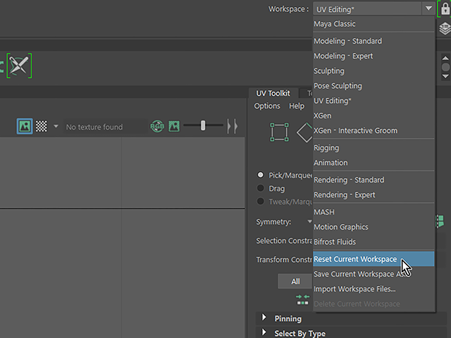 Maya2018 Workspace Reset Current Workspace Maya2018 Workspace Reset Current Workspace