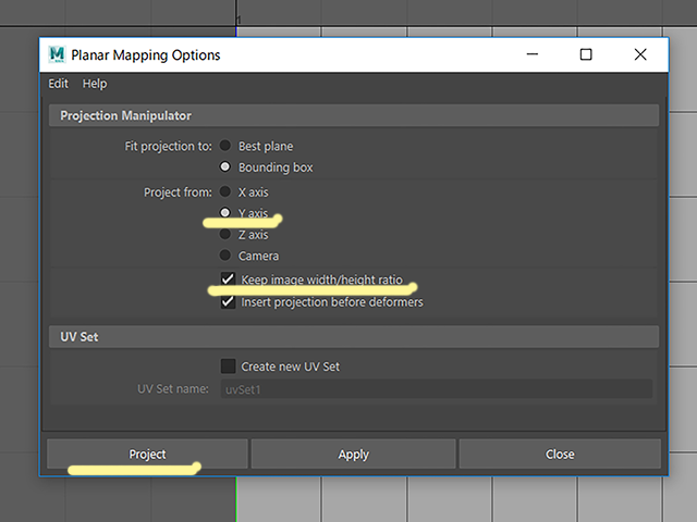 maya2018 Planar Mapping Option maya2018 Planar Mapping Option