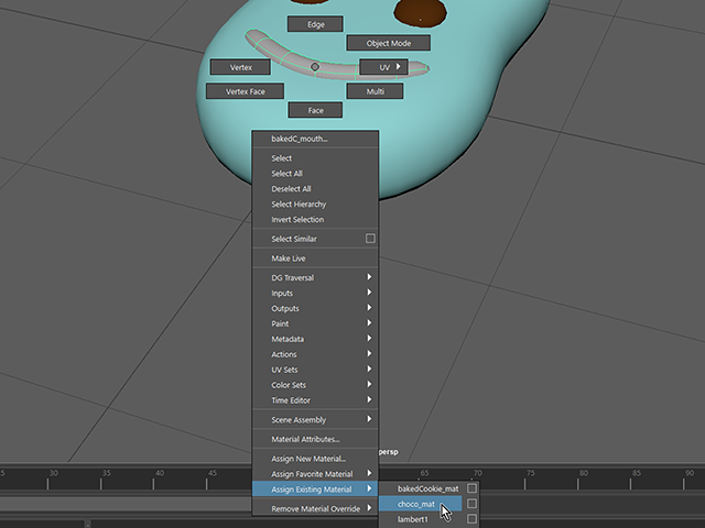 Maya2018 Assign Existing Material→choco_mat Maya2018 Assign Existing Material→choco_mat