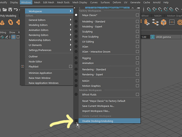 Maya2018 Disable Docking/Undocking Maya2018 Disable Docking/Undocking