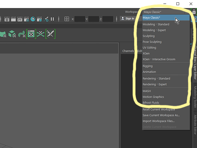 Maya2018 Interface Maya2018 Interface