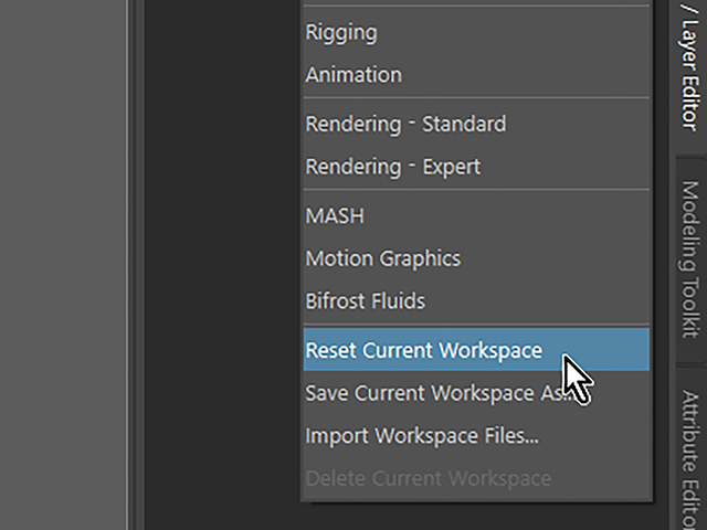 Maya Reset Current Workspace Maya Reset Current Workspace