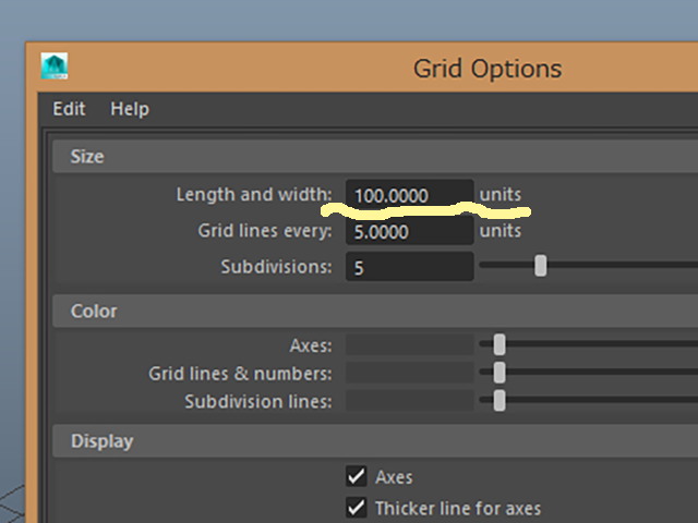 Length and widthを100に設定 Length and widthを100に設定