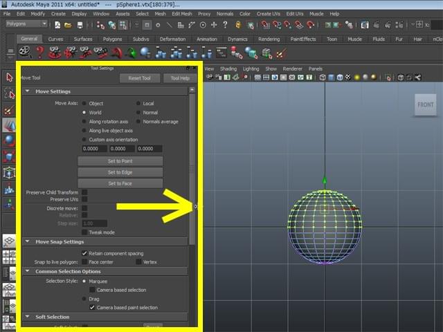 MAYA Tool Settingsウィンドウ MAYA Tool Settingsウィンドウ
