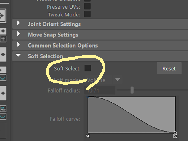 MAYA Soft Selectのチェック MAYA Soft Selectのチェック