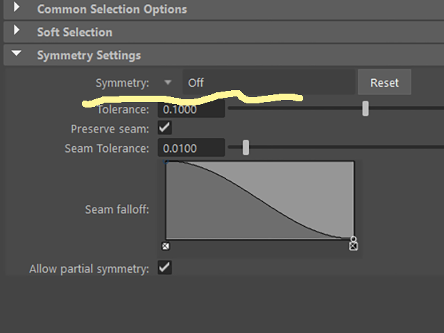 MAYA SymmetryをOff MAYA SymmetryをOff